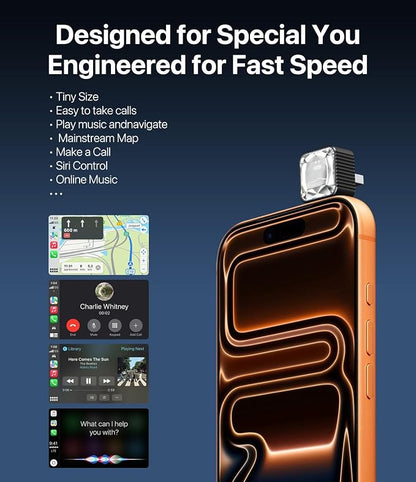 2026 Wireless CarPlay Adapter for iPhone, Premium Glass Finish Design, 5s Auto-Connect, Mini Wireless CarPlay Dongle Compatible with Apple CarPlay, Plug & Play for Factory Wired Cars, Low Latency