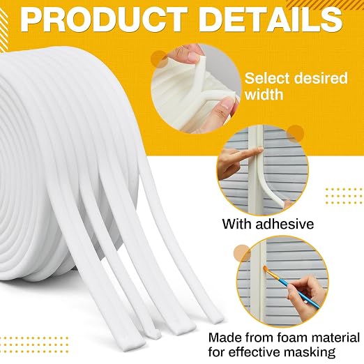 Pangda 1 Roll 1/2 Inch x 54 Yards Soft Edge Foam Masking Tape White Automotive Foam Making Tape for Sealing Car and Truck Door Jams Overspray Protection