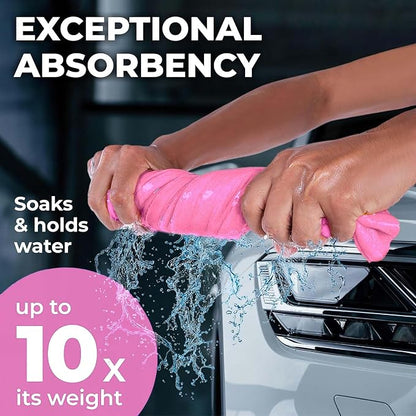 Premium 2pk +1 Free Shammy Cloth for Car Drying - 26"x17" - Super Absorbent Chamois Towel - Scratch-Free, Reusable & Soft Wash Cloth - Car Drying Towels