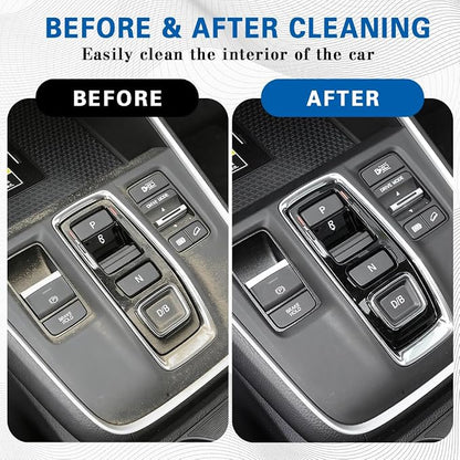 Car Double Head Clean Brush, Car Brushes for Detailing Interior, Double Head Automotive Interior Cleaner Detail Brushes, Car Dust Detailing Brush for Air Vents Dashboard Screen (Black)