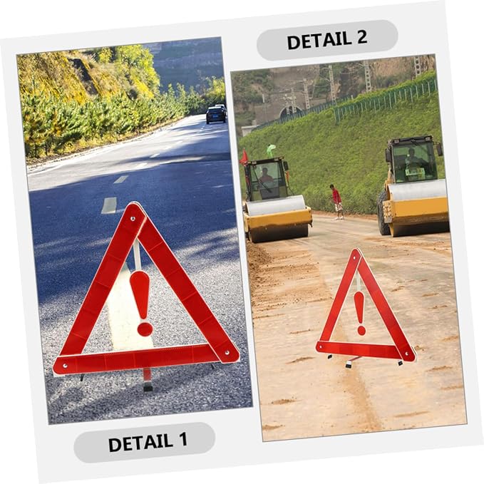LIFKOME 3pcs Reflective Emergency Warning Triangle Set Foldable Roadside Safety Triangles for Vehicles Truck Car High Visibility Reflective Safety Signs