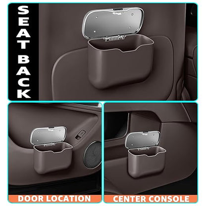HOLDCY Car Trash Can, Waterproof Multi‑Functional Auto Trash Bin for Door/Console/Seat Back, Universal Vehicle Garbage Can for Car/Truck/SUV Drivers (Brown)