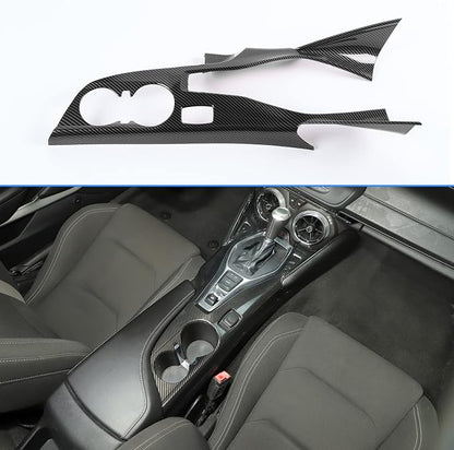 RT-TCZ Carbon Fiber Center Console Gear Shift Panel Trim Cover Cup Holder Frame Interior Decoration Kit Accessories for Chevrolet Camaro 2016-2022