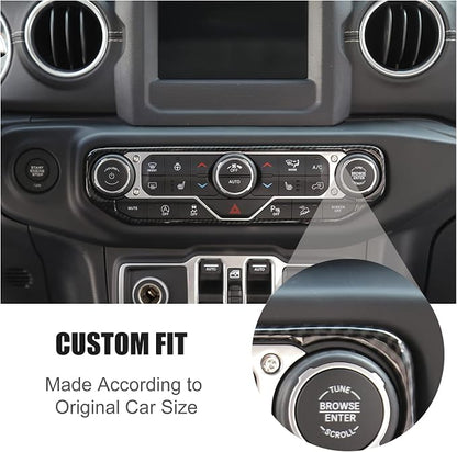 RT-TCZ Air Conditioning Dashboard Center Console Control Trim Panel Cover Interior Accessories Decoration Trim Kit for 2018-2022 Jeep Wrangler JL JLU & Jeep Gladiator JT (Carbon Fiber Grain)