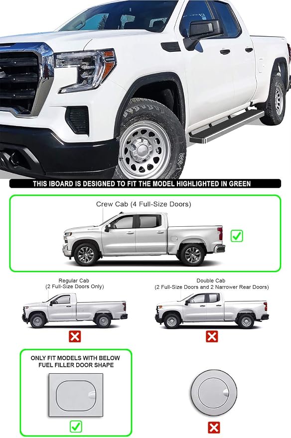 APS (Silver 6in 304 Stainless Steel) Running Boards Compatible with Chevy Silverado GMC Sierra 1500 2019-2026 Crew Cab & 2500 HD 3500 HD 2020-2026 (Silverado 1500 LTD Sierra 1500 LD 2022)