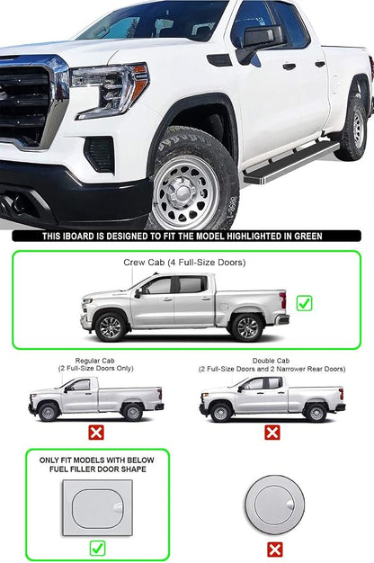 APS (Silver 6in 304 Stainless Steel) Running Boards Compatible with Chevy Silverado GMC Sierra 1500 2019-2026 Crew Cab & 2500 HD 3500 HD 2020-2026 (Silverado 1500 LTD Sierra 1500 LD 2022)