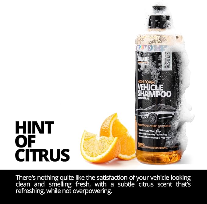 CERAKOTE High Foam Vehicle Shampoo (32 oz. Bottle) - pH Neutral Premium Car Wash Soap - Ceramic Coating Prep and Maintenance - Citrus Scent - Maximum Suds