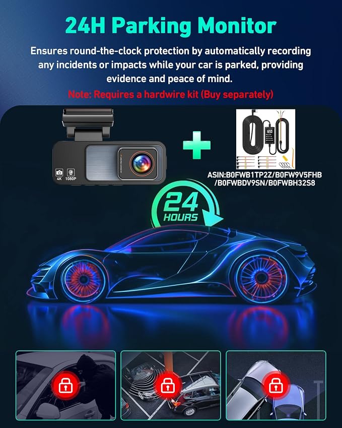 4K Dash Cam Front, Built-in 5GHz WiFi & APP Control, Dash Camera for Cars W/ 32GB Included, 3.2" IPS Screen Car Dash Cam W/ 24H Parking Monitor, G-Sensor Night Vision, Loop Recording