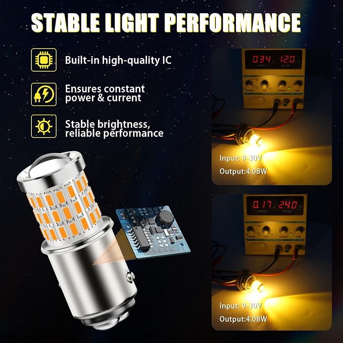 iBrightstar 1157 LED Bulb Amber, BAY15D 2057 2357 7528 LED Turn Signal Bulbs Super Bright for Vehicle Blinker Lights and Turn Signal Lights, 2 Pack