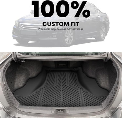 LASFIT Trunk Mat for Honda Accord 2012 2011 2010 2009 2008, All Weather TPE Custom Fit Pet Friendly Easy Clean Trunk Liner Cargo Mat Cargo Liner Accessories, Black