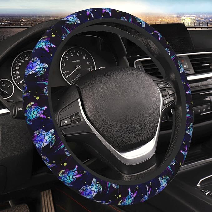 Sea Turtle Steering Wheel Cover Anti-Slip,Sweat Absorption Universal 15 inch Steering Wheel Covers Cute car Accessories for Men Women