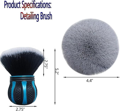 Professional 2-in-1 Car Detailing Brush Set: Soft Ball Handle Interior Cleaner (2.75") + Heavy Duty Long Handle Tire & Wheel Brush (8.26") for Scratch-Free Surfaces