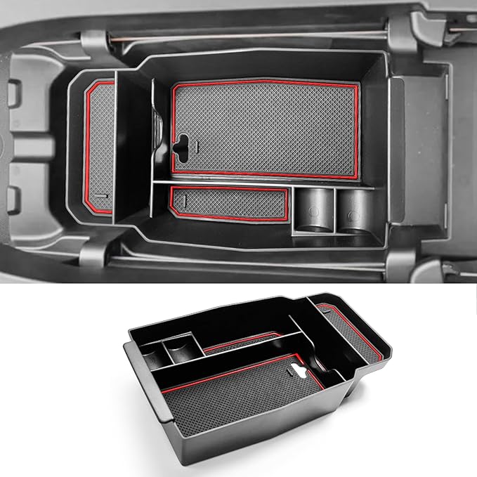 CDEFG 2023 2024 2025 2026 CX-50 Center Console Organizer Tray for 2023-2026 Mazda CX-50 Armrest Tray CX50 Central Consola Organizer Storage Box 2025 2026 Mazda CX50 Accessory (Red)