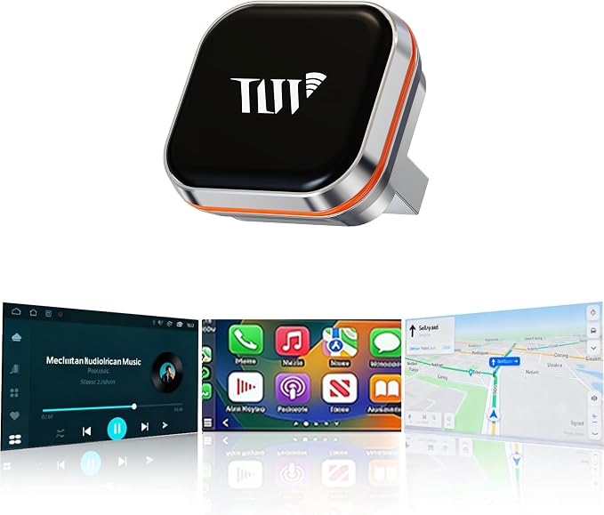 2-in-1 Wireless CarPlay & Android Auto Adapter, Plug & Play, Fast Seamless Connection, Compatible with 1000+ Cars with Wired CarPlay/Android Auto, Compact Sleek Design