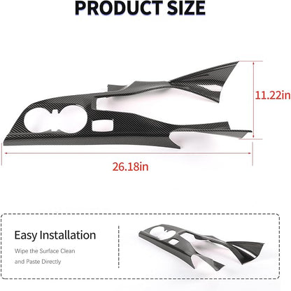 RT-TCZ Carbon Fiber Center Console Gear Shift Panel Trim Cover Cup Holder Frame Interior Decoration Kit Accessories for Chevrolet Camaro 2016-2022