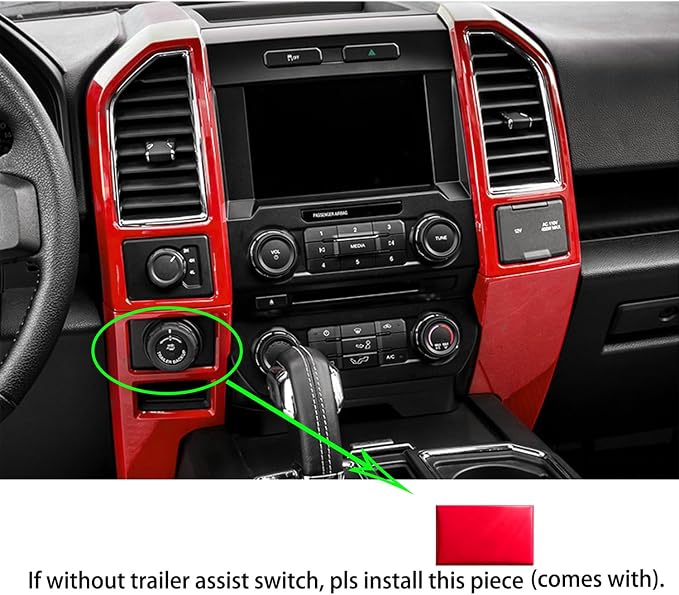 Keptrim for F150 Central Console Air Conditioner Panel Trim for 2015 2016 2017 2018 2019 2020 Ford F150, Red, 5pcs (Red)