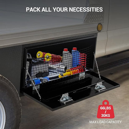 Garvee 36 Inch Underbody Truck Tool Box, Heavy Duty Aluminum Diamond Plate Storage Box with T-Handle Lock and Keys, Waterproof Trailer Tool Box for Pickup, Truck, Van, RV, Black