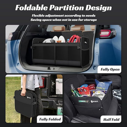 Sposuit Trunk Organizer for Car - 70L Collapsible Car Storage with 11 Pockets & Reinforced Handles, SUV Trunk Organizers for Grocery Cargo(Black, 2 Pack)