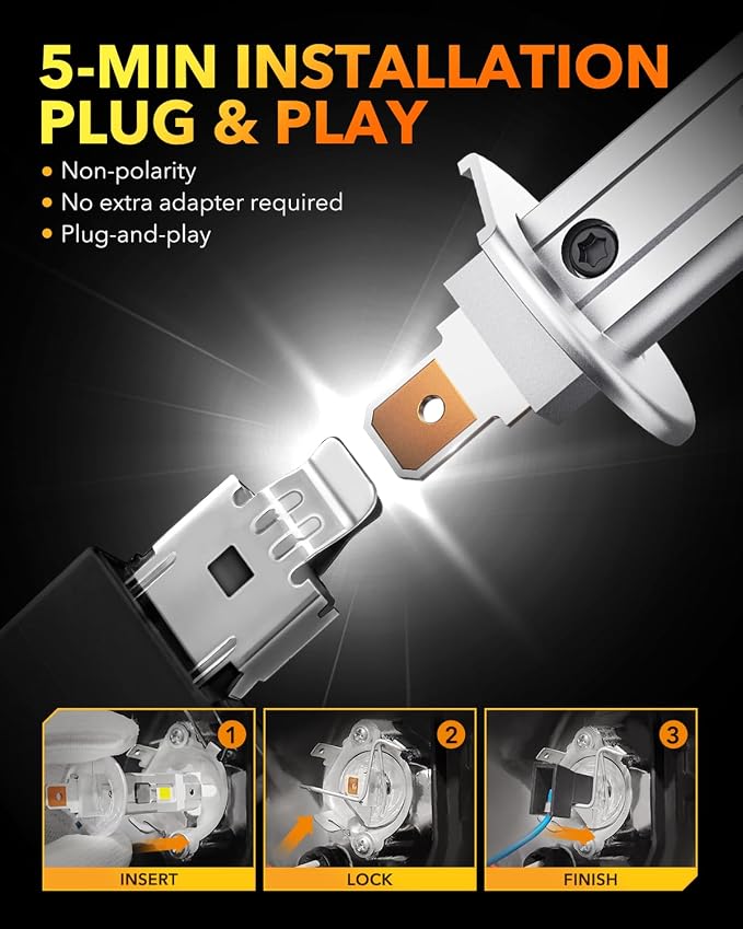 OXILAM H1 LED Light Bulbs, 1000% Ultra-Bright, 1:1 Halogen Size H1/H1LL Fog Lights, 5 Min Quick Install, 60000H Lifespan, No Flicker, 99% Compatibility, Pack of 2