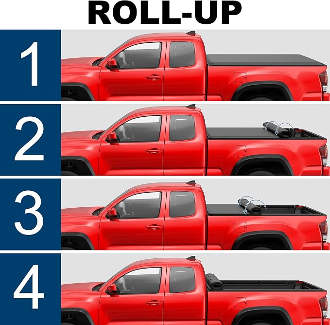 MOSTPLUS 5FT Roll-Up Soft Vinyl Truck Bed Tonneau Cover Compatible with 2016-2023 Toyota Tacoma Extra Short Model On Top Fleetside Cargo Bed 60Inch