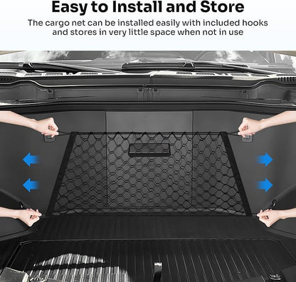 Canvcle Front Trunk Frunk Cargo Net for 2022-2025 2026 Ford F-150 Lightning Accessories Stand Envelope Style Mesh Trunk Net Organizer and Storage Stretchable Adjustable Elastic Nylon Cargo Netting