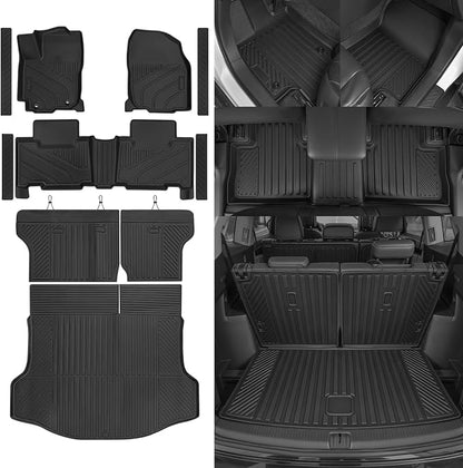 Custom Fit Floor Mats for Toyota RAV4 2013-2018, All Weather TPE Floor Liners with Trunk Mat & Backrest Protectors & Door Sill Guard, Odorless Full Set Interior Accessories