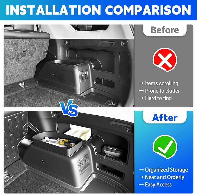 Trunk Organizer Fits for 2010-2024 Toyota 4Runner 5-Seat 2nd Row Trunk Storage Box Compatible with 4Runner Accessories (Pair)