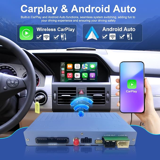 Gen3 NTG4.0 Wireless Carplay Android Auto Adapter for Mercedes Benz C E CL CLS S SL Class W204 W211 W219 C216 R230 W221 Support YouTube, Mirrorlink, Reverse Camera (Add HDMI)