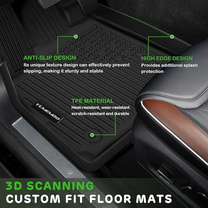 Floor Mats for 2027 Kia Telluride Gas 7/8 Seats (Not Fit Hybrid) Upgrade Trunk Mat with Backrest Mat All Weather TPE Floor Liners Fit for Kia Telluride Odorless Anti-Slip Full Set Car Accessories