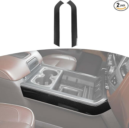 RT-TCZ for Silverado Carbon Fiber Center Console Shifter Side Panel Trim Cover for Chevy Silverado GMC Sierra 2014-2018 Black Carbon Fiber Grain Interior Accessories 2pcs