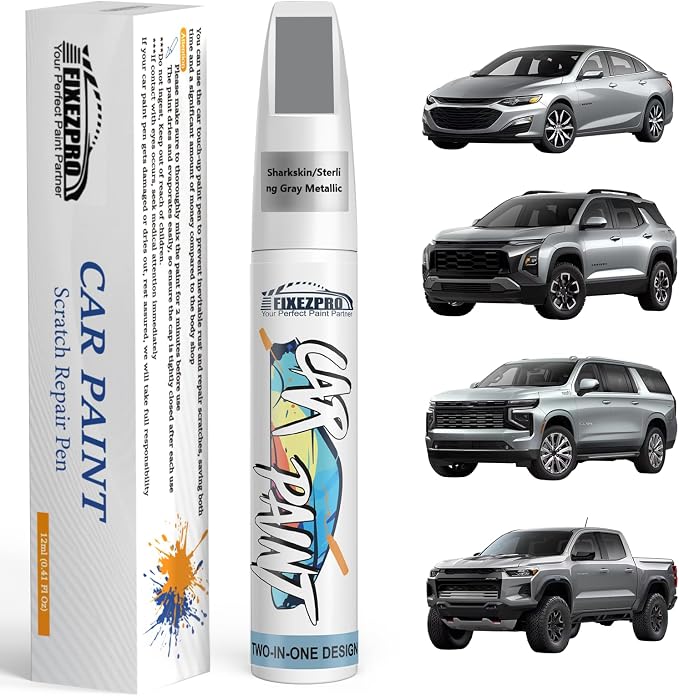 Sharkskin/Sterling Gray Metallic(GXD/WA130H) Touch Up Paint for Chevrolet, Car Paint Scratch Repair Remover Pen Color Exact Match, Easy Fix Automotive Chips and Nicks Scuff