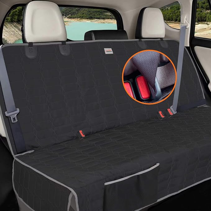 Relidura Dog Car Seat Cover for Back Seat, Waterproof Non-Slip Bench Seat Cover for SUVs, Heavy Duty Rear Seat Protector with Side Flaps for Pets, Kids, Dirt and Spills