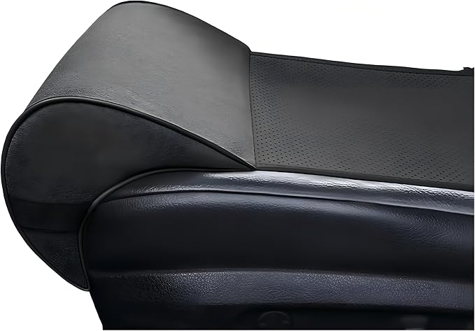 JUPENG Car Seat Leg Extender Cushion, Memory Foam Under Thigh Leg Support Pillow with Strap, Non-Slip Base & Removable Washable Cover for Driver Seat and Office Chair, Universal Comfort Pad(Black)