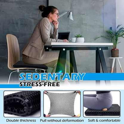 20" Gel Seat Cushion for Long Sitting Pressure Relief - Jumbo & Thick Gel Cushions for Office Chairs - Tailbone Pain Relief Cushion, Sciatica & Back Support, Wheelchair Cushions & Car Seat Cushion