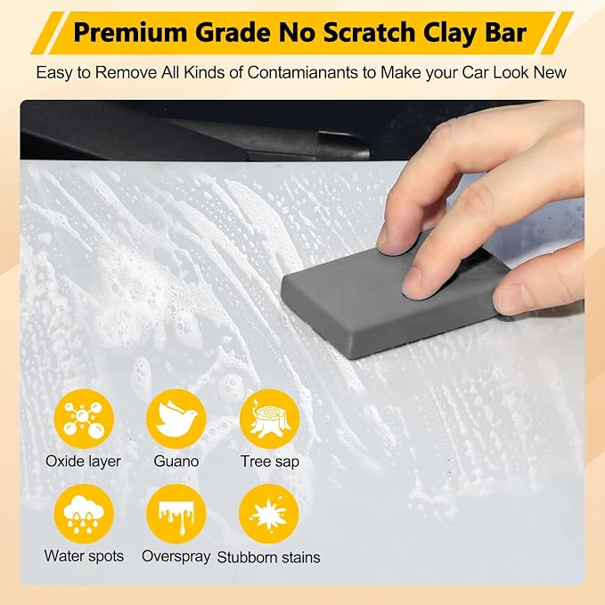 Fitosy Car Clay Bar 4 Pack 400g, Premium Grade No Scratch Magic Clays Bars Detailing Cleaner Kit Glass Deatil Cleaning with Washing and Adsorption Capacity for Auto SUV,RV,Truck