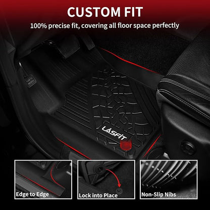 LASFIT Floor Mats & Trunk Mat for Jeep Grand Cherokee 2016-2021 Grand Cherokee WK 2022 All Weather TPE Custom Fit Car Cargo Liner Black