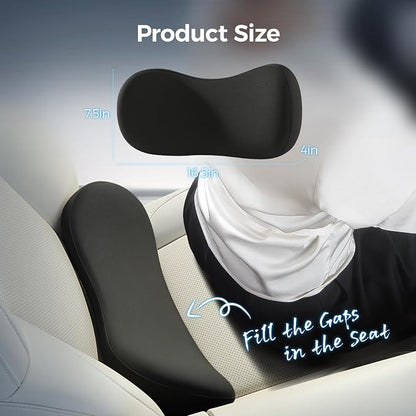 Lumbar Support Pillow - Back Pain Relief Cushion, Fits Tightly Around the Coccyx, Ergonomics Memory Foam, Skin-Friendly Fabric, Fit Car Drive, Office Chair, Rest Seat, Wheelchair (Black)