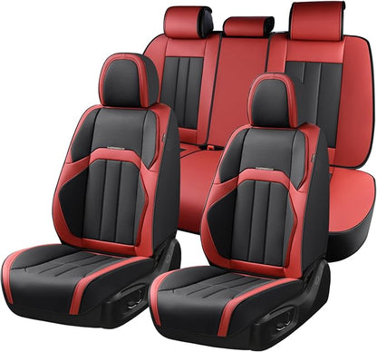 Coverado Car Seat Covers Front Set, Luxury Nappa Leather Seat Covers Universal Fit Waterproof Non-Slip Breathable Automotive Seat Protectors for Cars, SUVs, Trucks