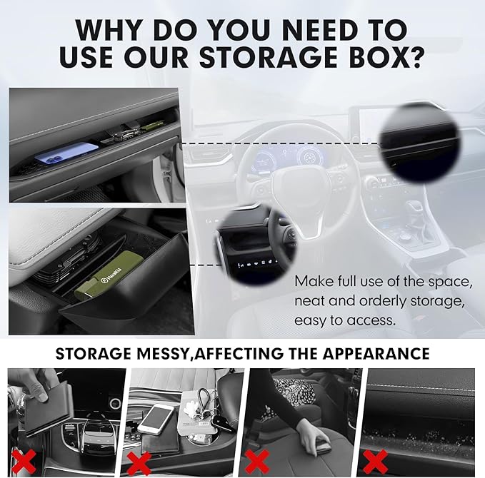 Autorder 2PCS Center Console Organizer for 2019-2025 Toyota RAV4 Accessories ABS Driver Drawer Storage Box Silicone Glove Box Organizer Center Console Insert Tray with Anti-Slip Surface