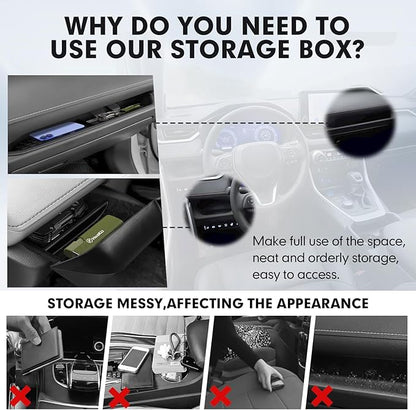 Autorder 2PCS Center Console Organizer for 2019-2025 Toyota RAV4 Accessories ABS Driver Drawer Storage Box Silicone Glove Box Organizer Center Console Insert Tray with Anti-Slip Surface