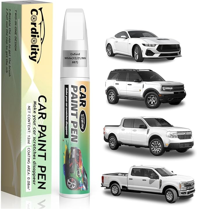 Car Touch Up Paint Oxford White(YZ/Z1/M6887) for Ford, Color Accurate Car Scratch Repair Remover Pen Fix Auto Paint Chips and Nicks