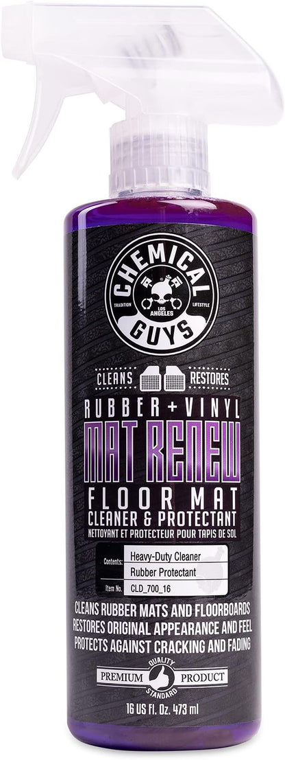Chemical Guys Mat Renew Rubber and Vinyl Car Floor Mat Cleaner & Protectant - Cleans & Restores Rubber Liners, Running Boards, Safe for Cars, Trucks, SUVs, and More - 16 oz