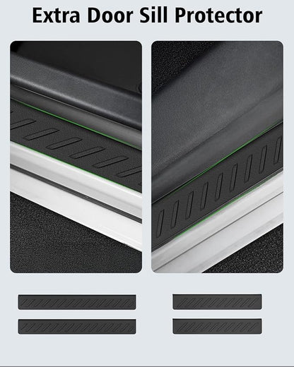 Floor Mats & Cargo Liner Custom Fit for Ford Edge 2015-2024 2025 2026, Door Sill Guards, All Weather TPE Rubber Anti-Slip 1st & 2nd Row & Trunk Mat Floor Liners for Edge 2024 Accessories