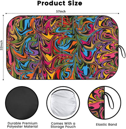 Windshield Sun Shade, Car Sun Shade Windshield, Reflector Sunshade Offers Ultimate Protection for Car Interior, Reflective Polyester Blocks Heat for Cars, Trucks, SUVs (57 x 31.5 in)