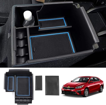 Autorder Center Console Organizer for 2019-2024 Kia Forte Accessories Armrest Storage Box Secondary Insert Tray with 2 Color Mats