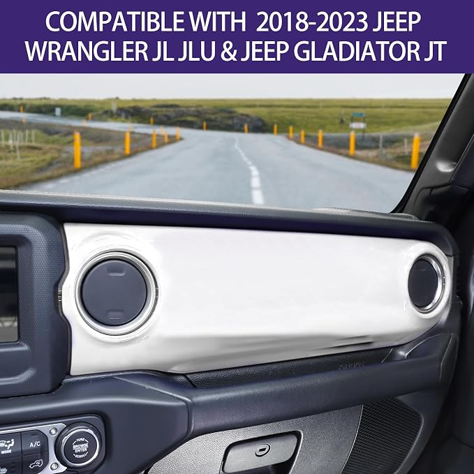Dashboard Decorative Panel Cover, Center Console Trim Cover Kit for 2018-2023 Jeep Wrangler JL JLU & Jeep Gladiator JT(White)