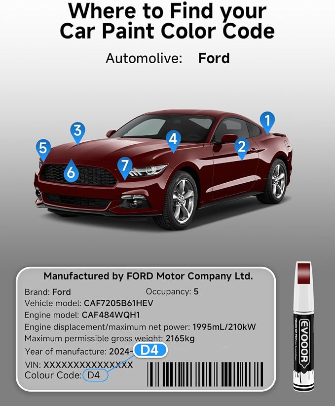 Rapid Red(D4) Touch Up Paint for Ford – Exact Match 2 in 1 Paint Pen for Chips and Nicks Repair