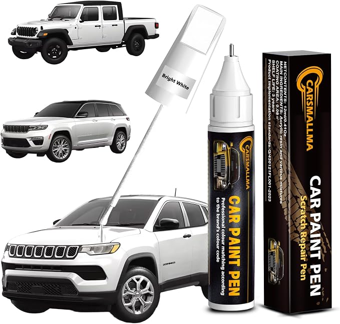 Touch Up Paint for Jeep Bright White(PW7/GW7), Color Exact Match Auto Paint Repair Pen Fix Chips and Nicks Scuff