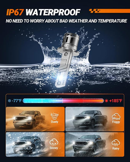 SEALIGHT H1 Fog Bulbs, 40000LM 6500K Cool White, 1:1 Mini Size, H1 Bulb Light with 13000RPM Cooling Fan, 3 Mins Plug-N-Play, IP67 Waterproof Non-polarity, Pack of 2