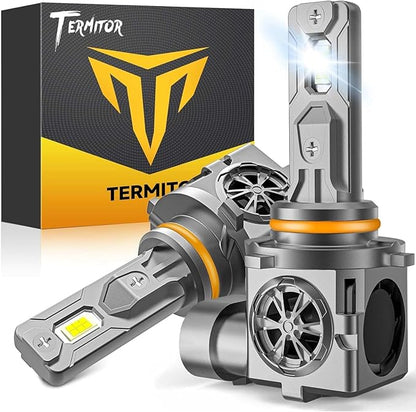 Termitor 9005/HB3 Light Bulbs, 50000LM 1000% Ultra Brightness, 6500K Cool White,1:1 Mini Halogen Size, Driving Light Bulbs with Cooling Fan, Plug and Play, Pack of 2